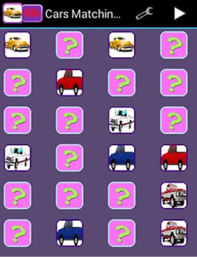 Cars Memory Matching Game截图2