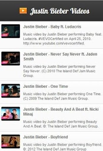 Justin Bieber Videos截图1