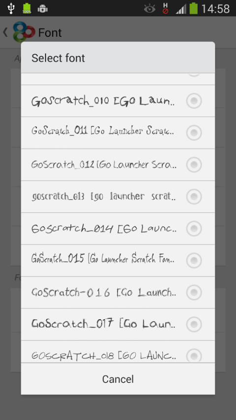 Go Launcher Scratch Font Pack截图2