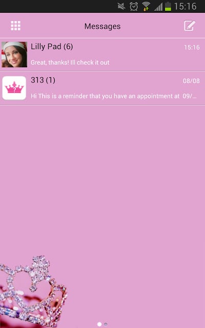 GO SMS Pro SWEET Pink Princess截图1