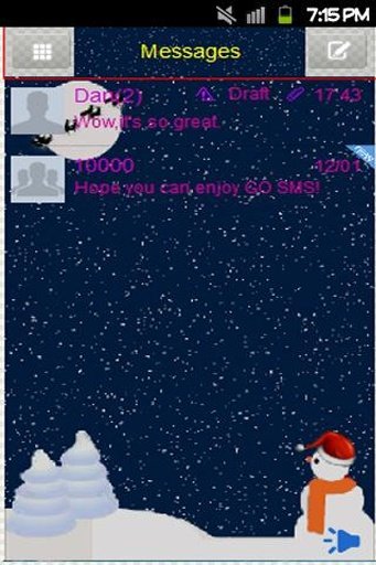 GO SMS Winters Snow Theme截图2