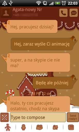 GO SMS Gingerbread Theme截图2