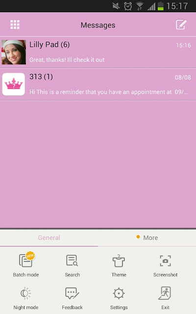 GO SMS Pro SWEET Pink Princess截图4