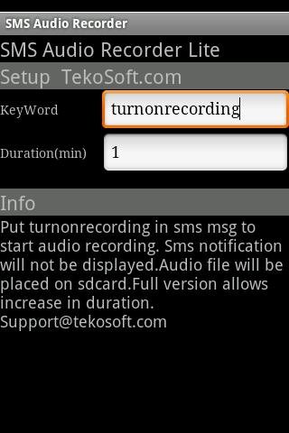 SMS Audio Recorder Spy Lite截图1