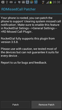 RocketDial 未接来电清除 插件截图