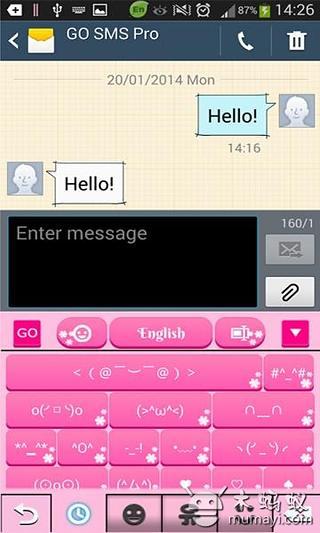 GO Keyboard Pink Flowers Theme截图1