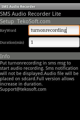 SMS Audio Recorder Spy Lite截图3