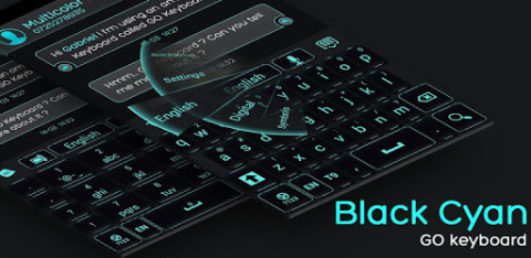 GO Keyboard Black Cyan Theme截图2