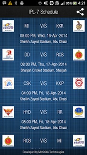 IPL-7 Schedule截图3