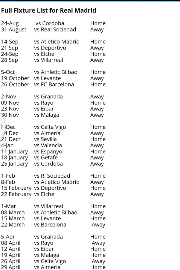 La Liga Fixtures 2014-15截图4