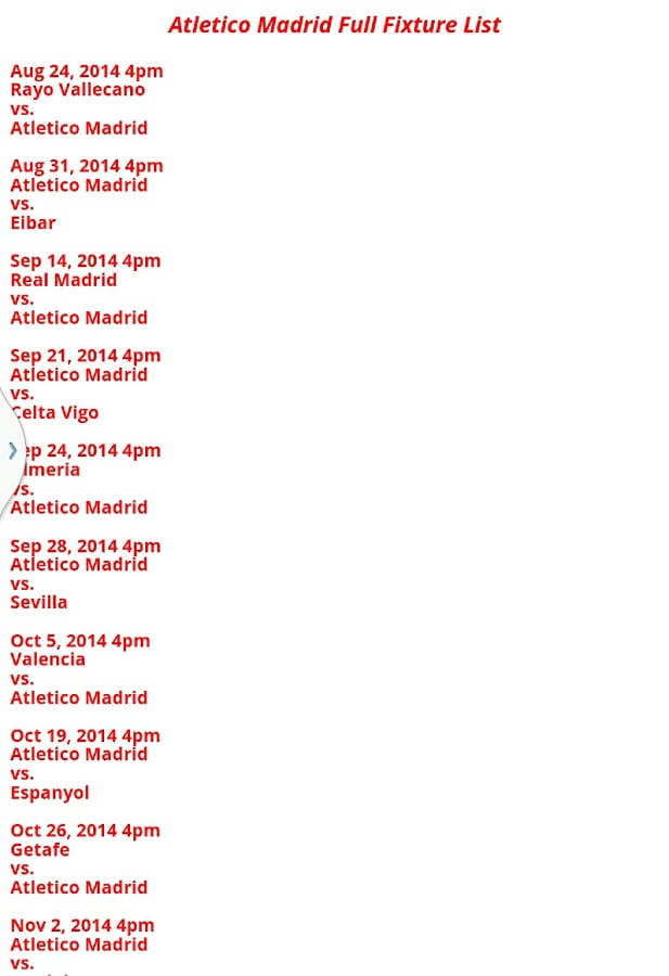La Liga Fixtures 2014-15截图1