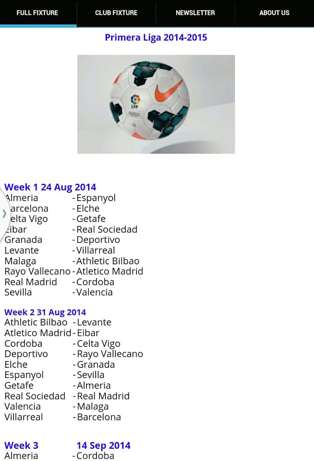 La Liga Fixtures 2014-15截图2