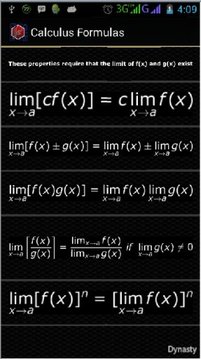 Calculus Formulas截图