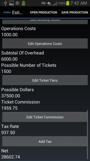 Concert Costing Tools - Free截图3