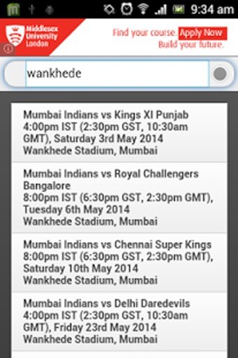 IPL Match Schedule 2014截图8