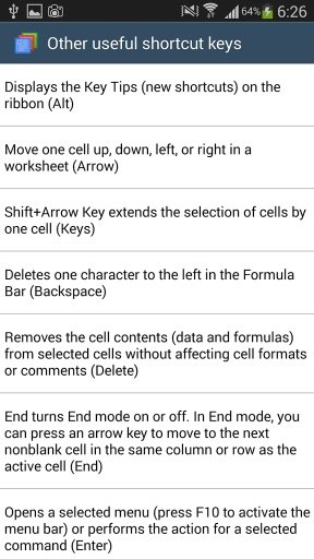 Excel Word 2013 shortcuts截图4