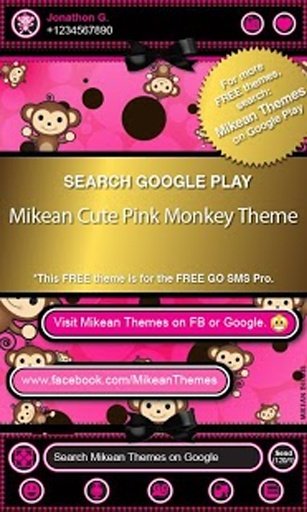 Pink Monkey Theme GO ADW NOVA.截图6