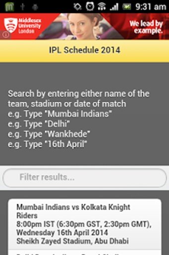 IPL Match Schedule 2014截图5