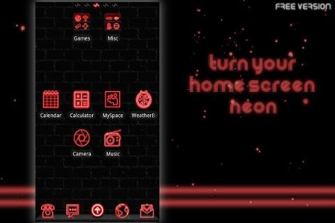 Free Neon Red Go Launcher EX截图2