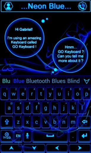 Neon Blue GO Keyboard截图6
