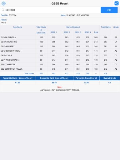 GSEB Result截图2