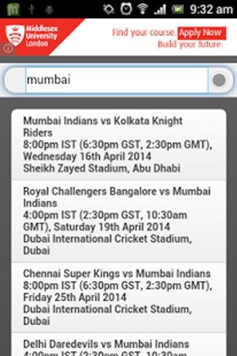 IPL Match Schedule 2014截图1