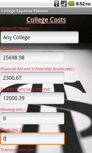 College Expense Planner Lite截图2