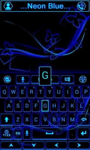 Neon Blue GO Keyboard截图4