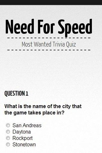 Need 4 Speed Most Wanted Quiz截图1