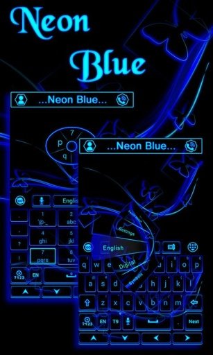 Neon Blue GO Keyboard截图3