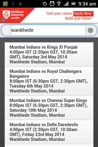 IPL Match Schedule 2014截图4