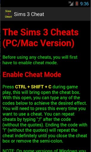 Cheats Hack Guide for Sims 3截图2