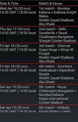 IPL 2014 Schedule &amp; Streaming截图4