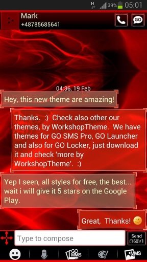 GO SMS Pro Theme Fire Flame截图3