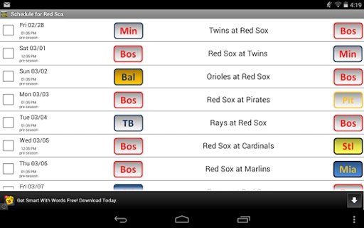 Boston Baseball Schedule截图2