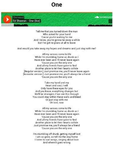 One Ed Sheeran Lyrics截图2