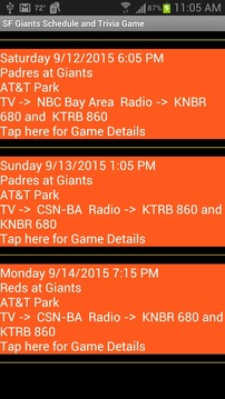 SF Giants Schedule Simple截图