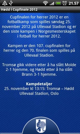 H&oslash;dd我Cupfinale 2012年截图4