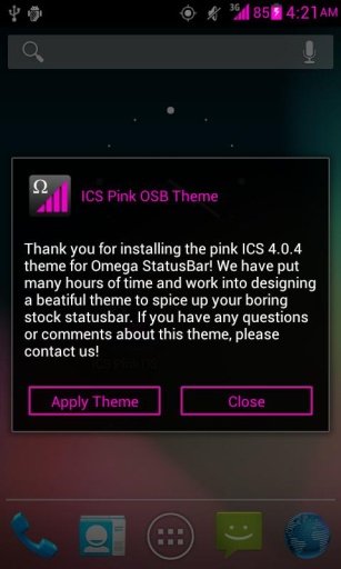 ICS Pink Omega StatusBar Theme截图6