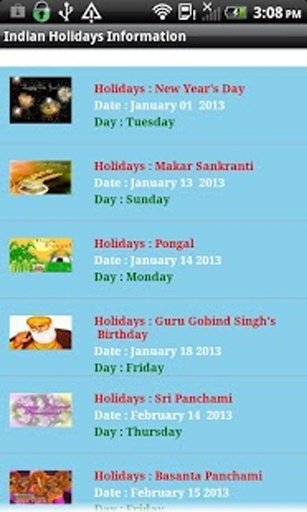 Indian holiday calendar截图8