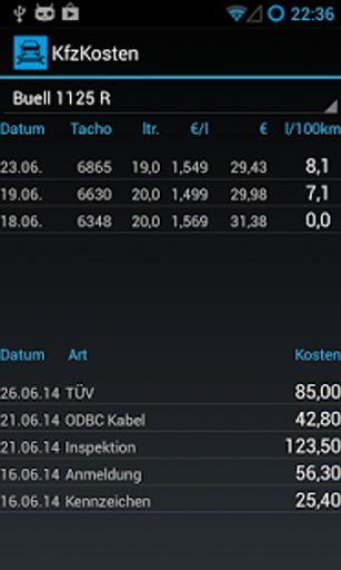 Kfz Kosten, Spritverbrauch截图4