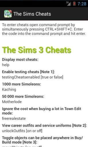 The Sims Cheats截图1