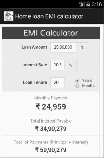 Home loan EMI Calculator截图2