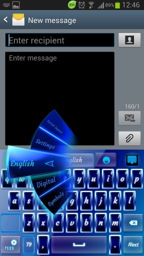 GO Keyboard Blue Neon Theme截图2