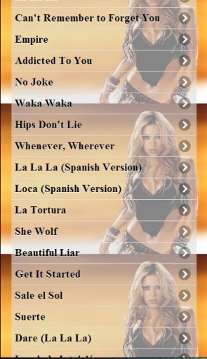 Songs Shakira Hollywood截图3