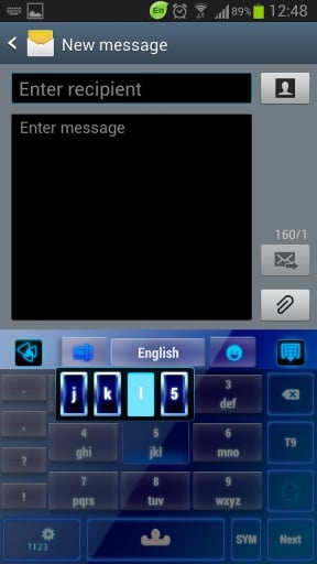 GO Keyboard Blue Neon Theme截图3