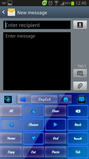 GO Keyboard Blue Neon Theme截图4