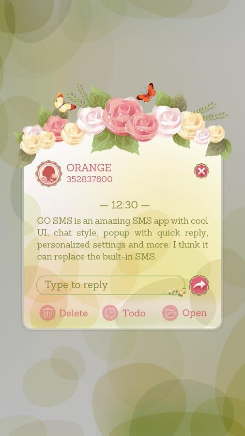 GO SMS PRO ROSE STYLE THEME截图1