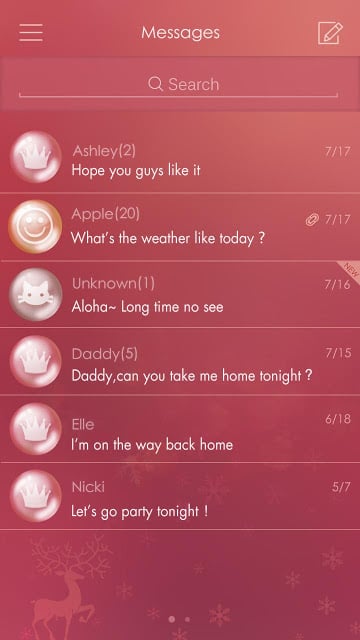 GO SMS PINK CHRISTMAS THEME截图2