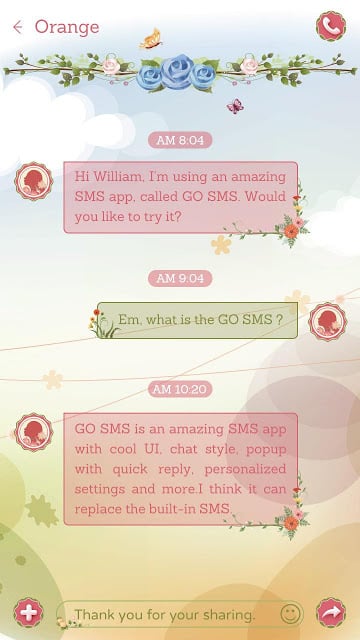 GO SMS PRO ROSE STYLE THEME截图8